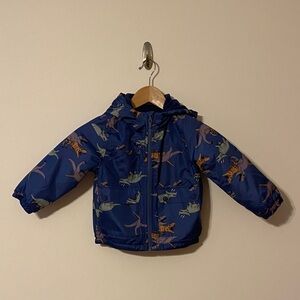 Carter's Navy Dinosaur Print hooded rain Jacket 3t Vguc